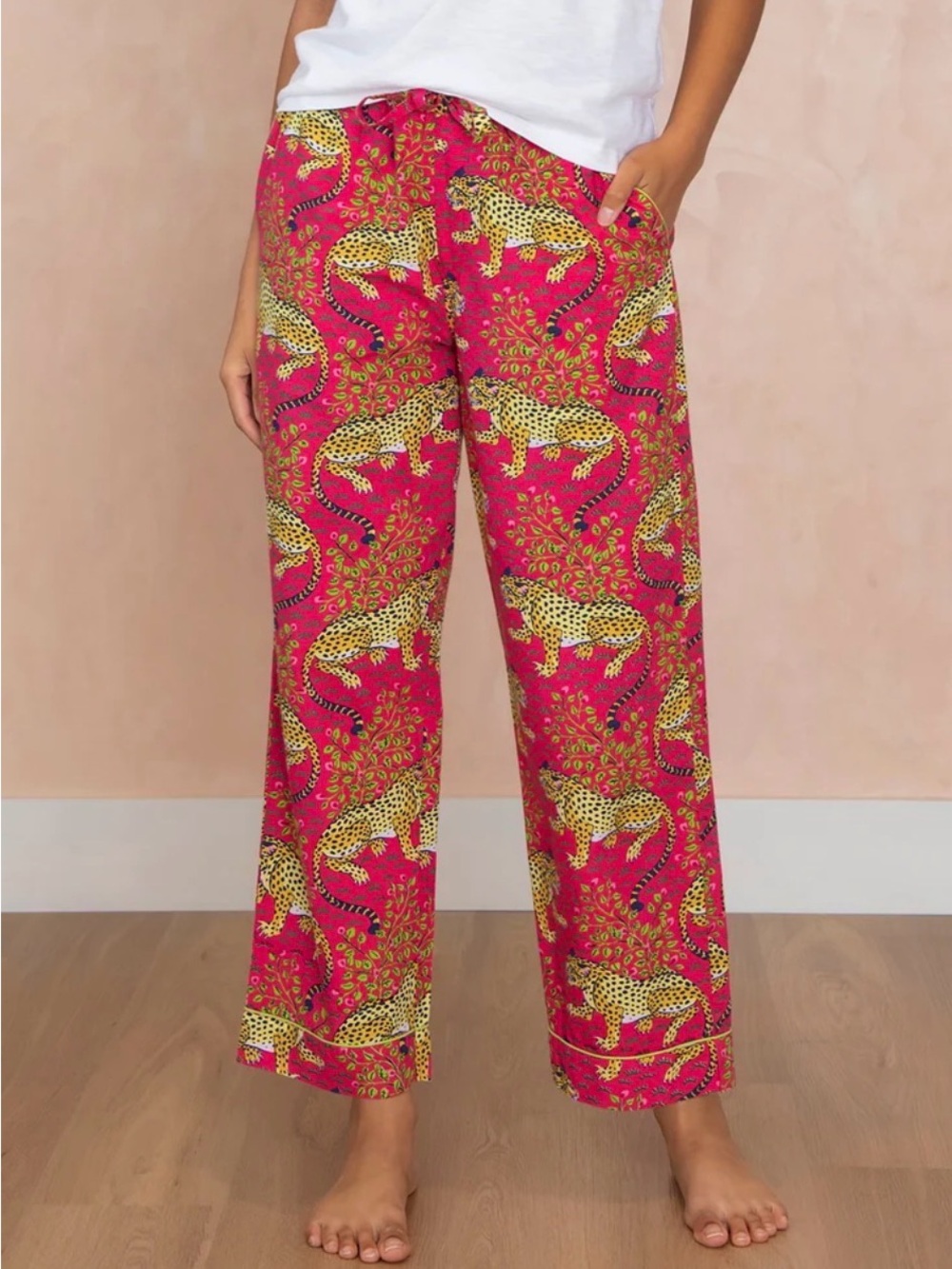 Printfresh Pink Bagheera Leopard-Print Lounge Pajama Pants 100% Organic Cotton
